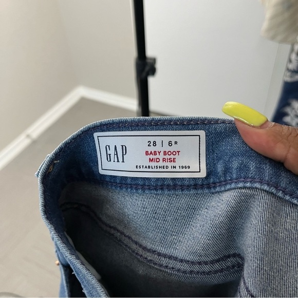 Gap Women Jeans 28" Mid Wash Mid Rise Baby Boot Stretch Denim Coastal Cowgirl - Picture 9 of 11